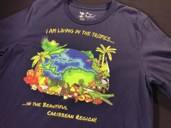 "Living in the Tropics" Unisex T-Shirt (Navy)