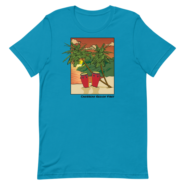 "Drums and Beach Vibes" Unisex T-Shirt (Aqua)