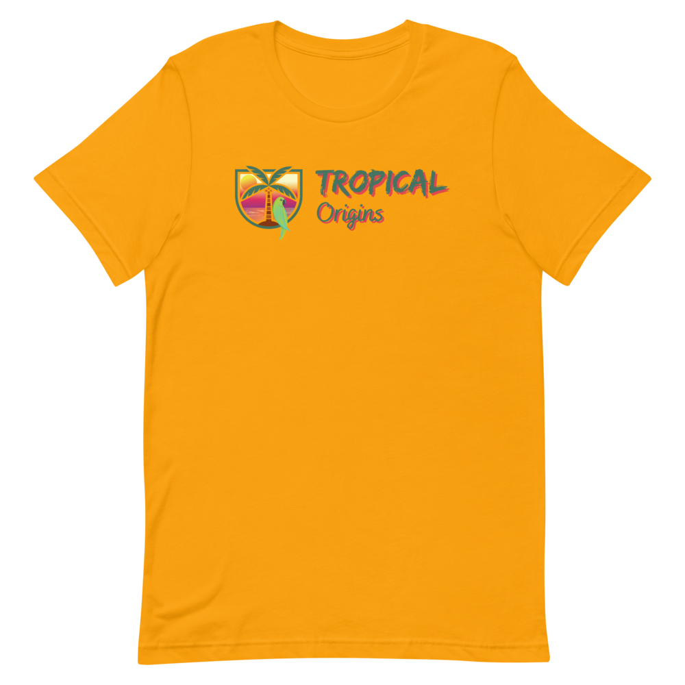 "Tropical Origins, Sunset Version" Unisex T-Shirt (Gold)